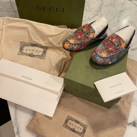 Gucci kids princetown slingback loafers GG supreme star horsebit mule toddlers - Picture 3 of 12